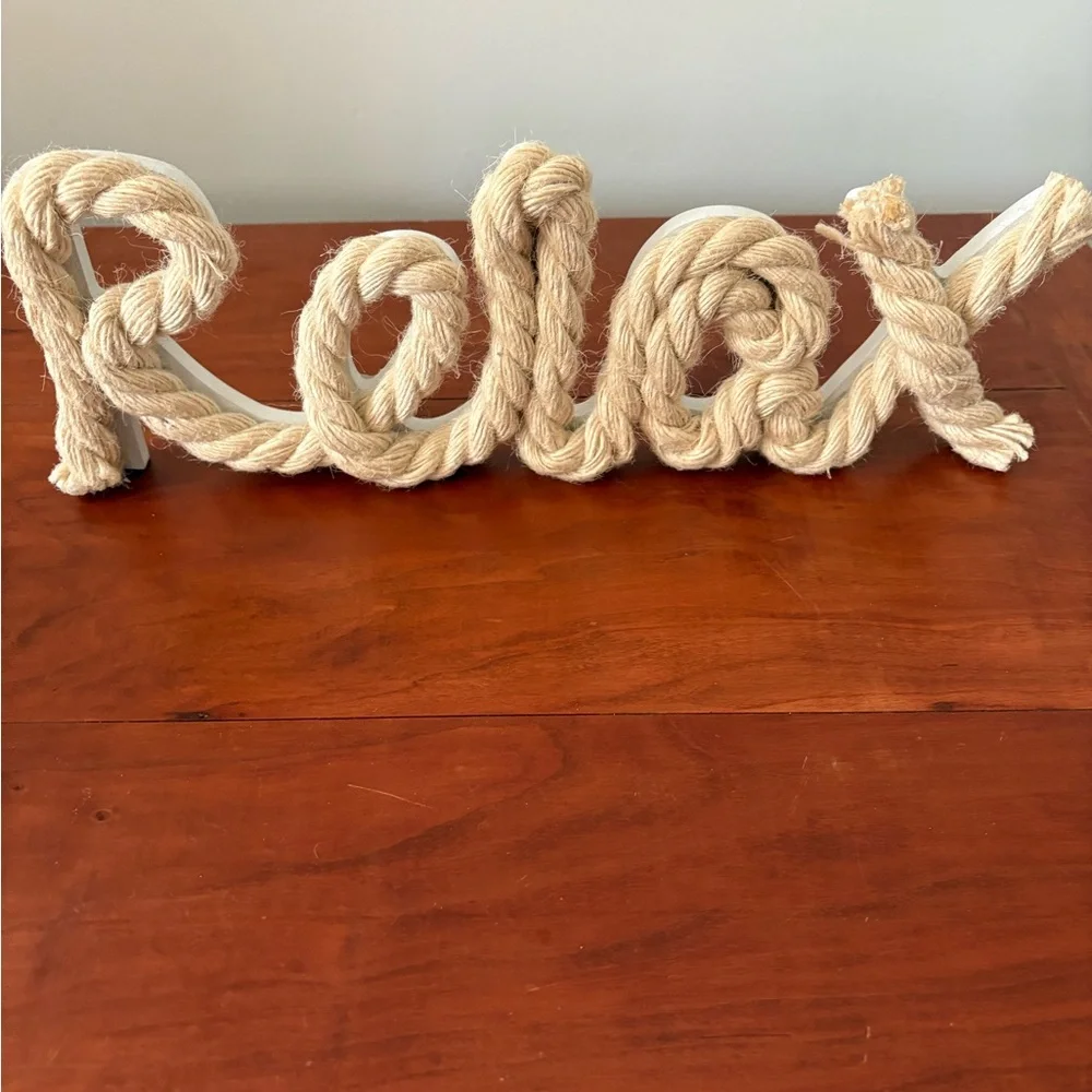 Relax Rope Word Sign Coastal Nautical Decor - Picture 4 of 6